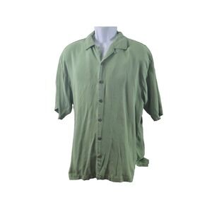 Tommy Bahama 100% Silk‎ Shirt Mens Size L Green Lounge Cruise